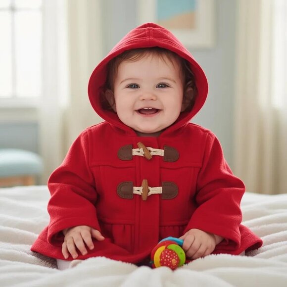 Old Navy Red Toggle Coat 3-6 Months - Picture 1 of 8